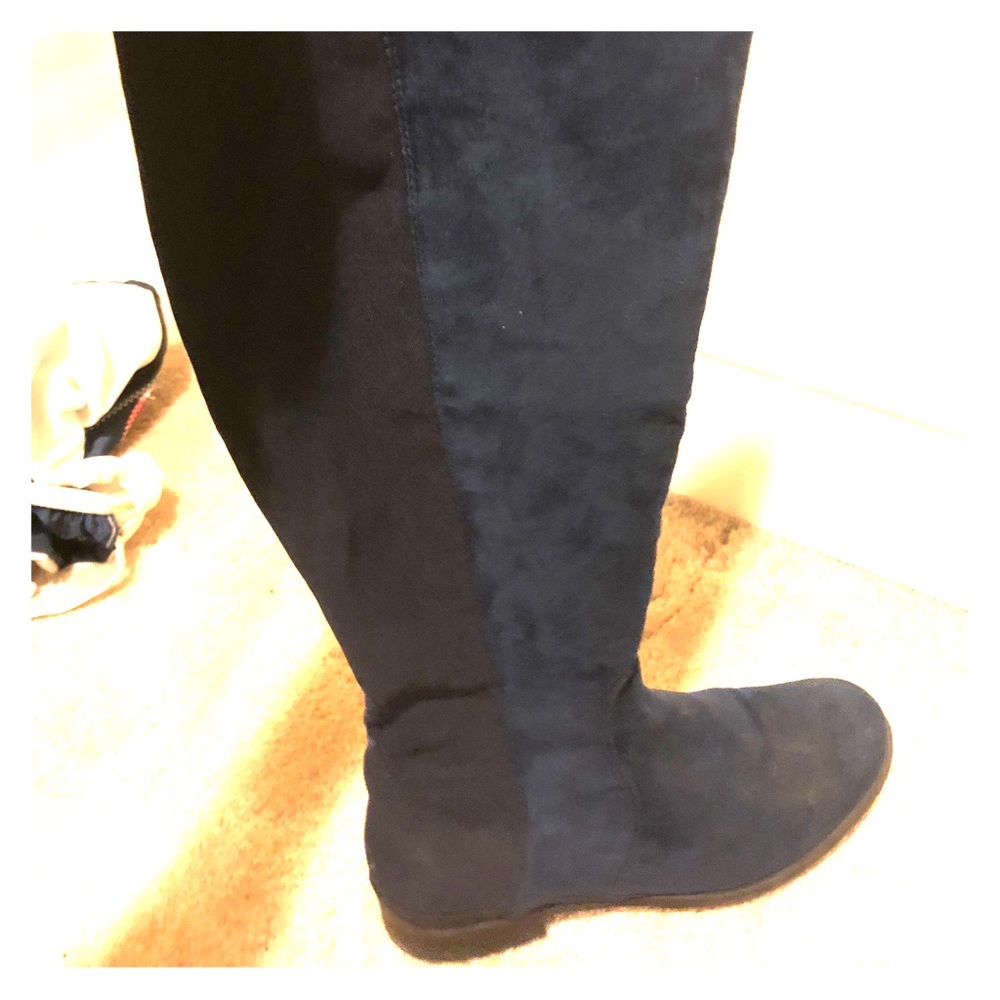 Blue Suede boots for winter night out or day date